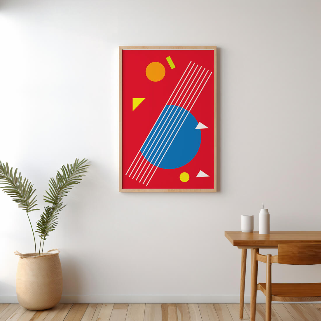 Abstract geometric shapes with bold colors and lines
