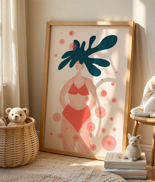 Abstract Illustration of a Woman in Swimwear with Creative Hair Design - Mi tienda