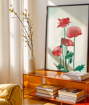 Red Poppies in Minimalist Natural Setting