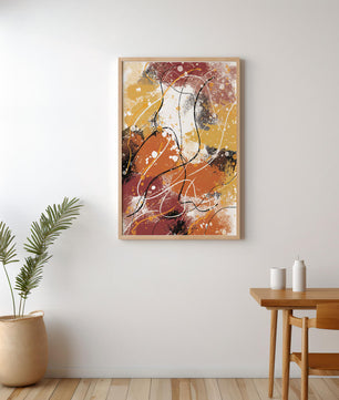 Pieza de arte abstracto colorida con trazos y salpicaduras audaces