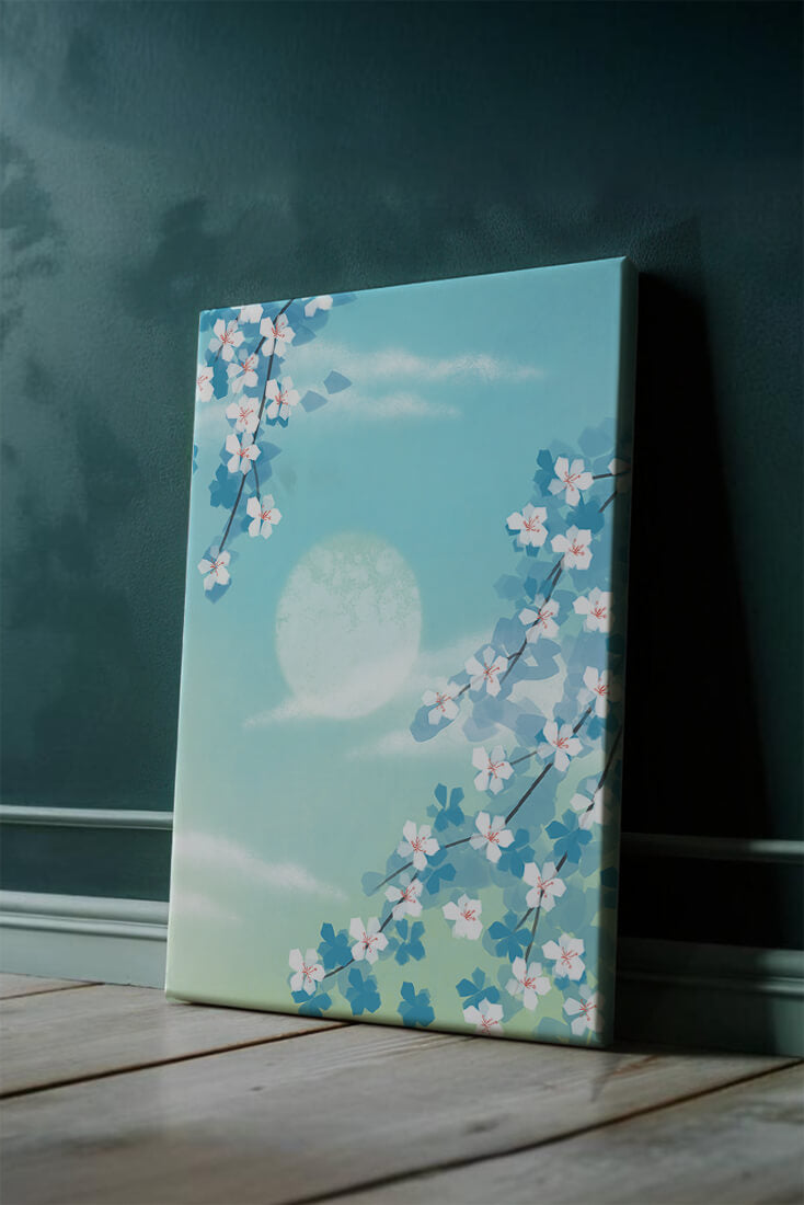 Serene spring blossoms against a pastel sky with gentle sunlight