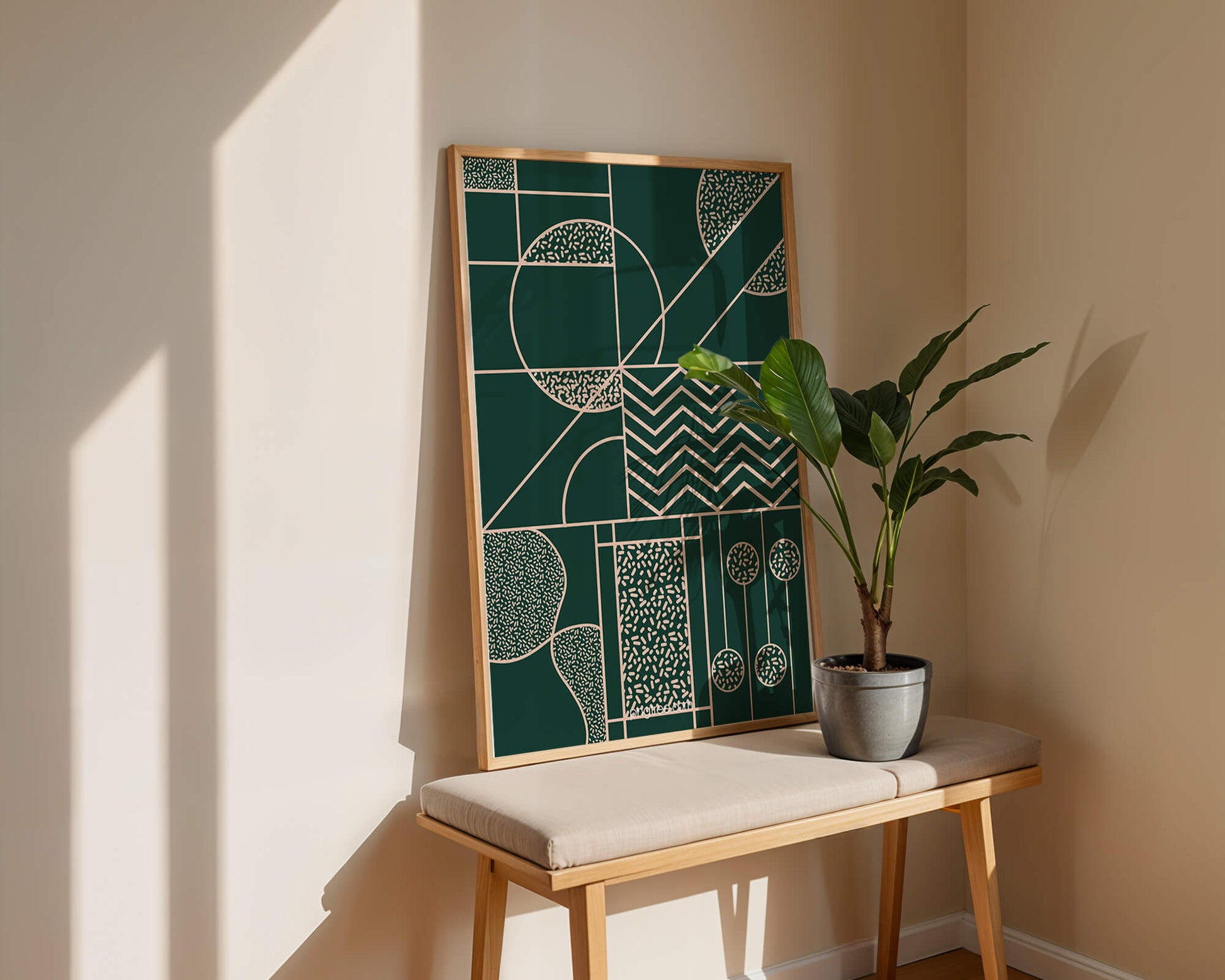 Geometric Abstract Art with Circle and Line Patterns