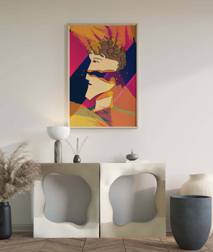 Colorful Abstract Portrait with Geometric and Golden Elements - Mi tienda