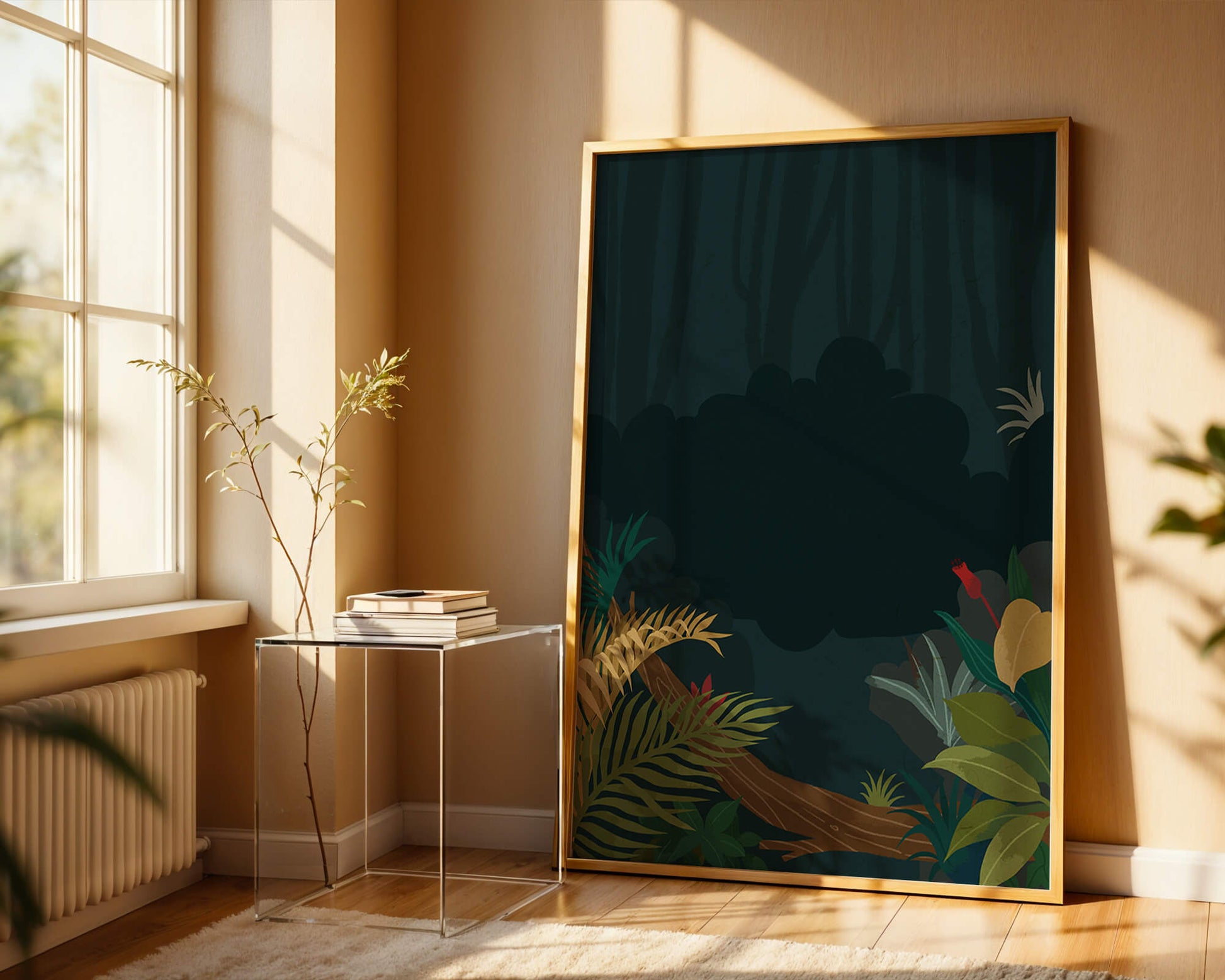 Illustrated Jungle Landscape with Lush Foliage