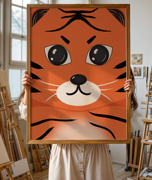 Illustration d’un visage de tigre adorable avec des traits marqués