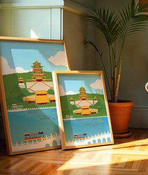 Traditional Chinese architecture by a serene lake
