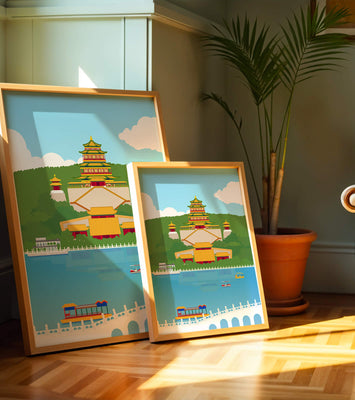 Traditional Chinese architecture by a serene lake