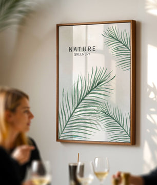 Elegant Green Palm Leaves on Textured Background - Mi tienda