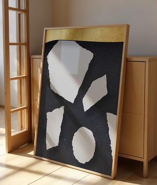 Abstract geometric design with golden accents and stone texture