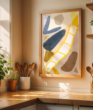 Abstract Design with Geometric Shapes in Earthy Tones and Gold Accents - Mi tienda