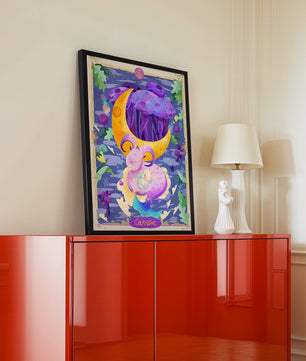 Colorful Capricorn zodiac illustration with fantasy elements