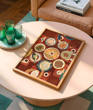 Colorful Chinese cuisine on a dining table with traditional dishes