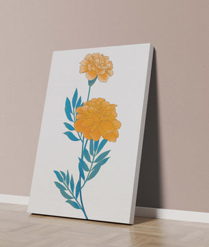 Elegante Illustration lebendiger Ringelblumen auf grünem Hintergrund