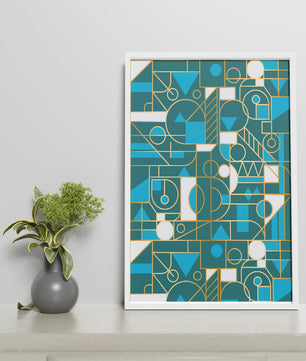 Design abstrait géométrique avec des accents dorés