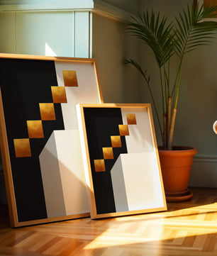 Modern abstract geometric artwork with gold accents - Mi tienda