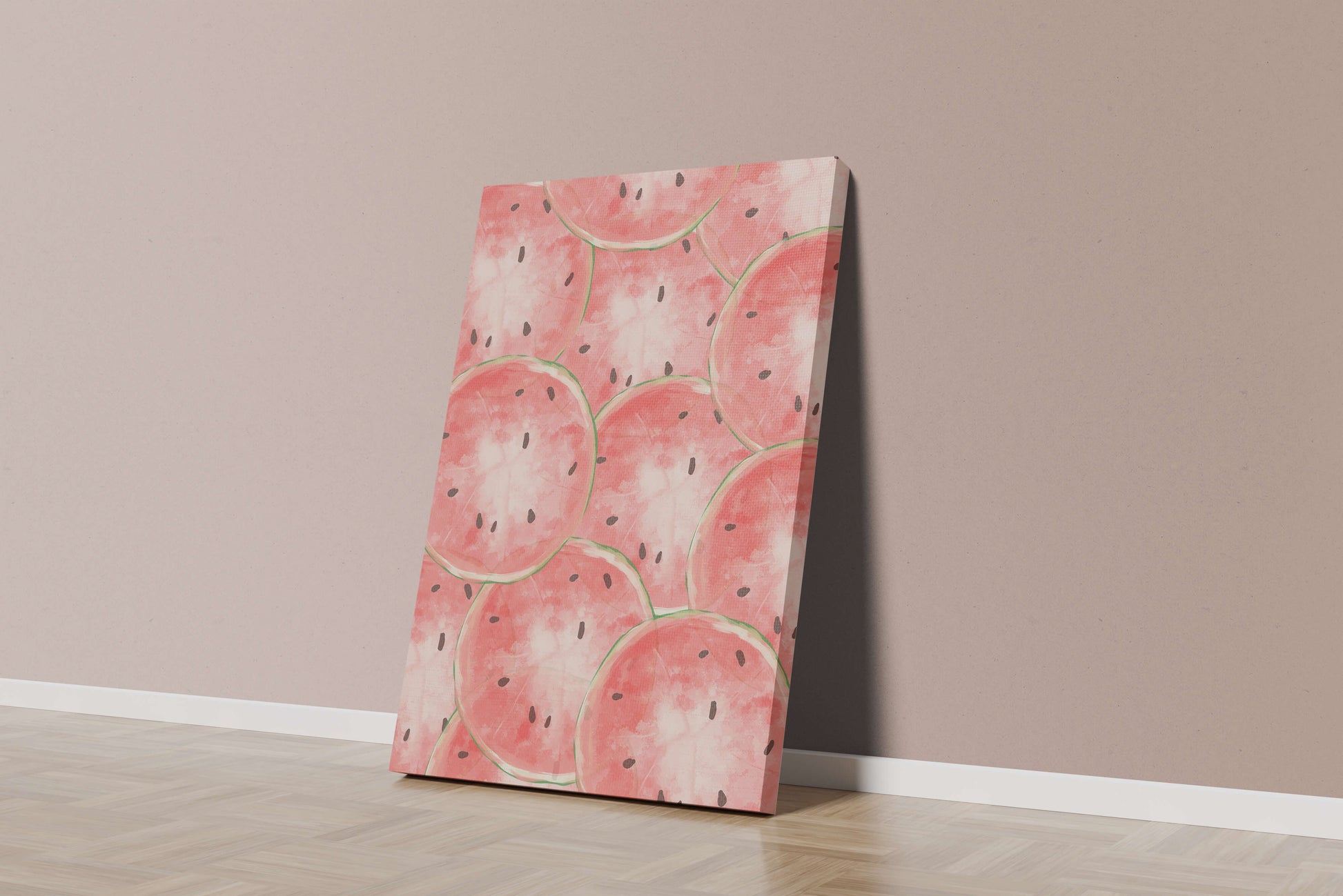 Watercolor watermelon slice pattern full of vibrant summer vibes