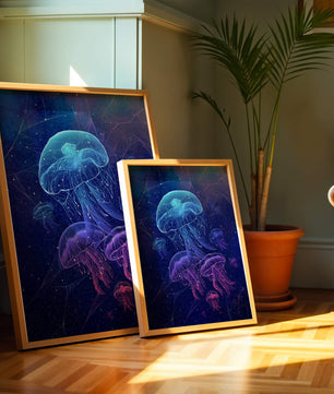 Jellyfish Illuminated in Magical Ocean Scene