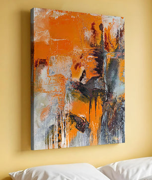 Arte abstracto texturizado en naranja y gris