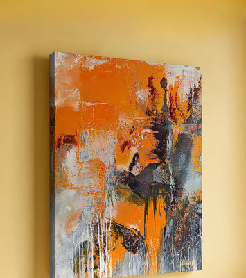 Abstract Orange and Grey Textured Art