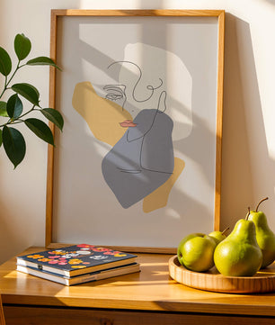 Abstract Line Art Portrait with Neutral Shapes - Mi tienda
