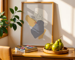 Abstract Line Art Portrait with Neutral Shapes - Mi tienda