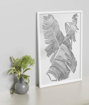 Ilustración abstracta monocromática de hojas superpuestas