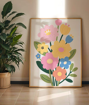 Ramo ilustrado de flores coloridas