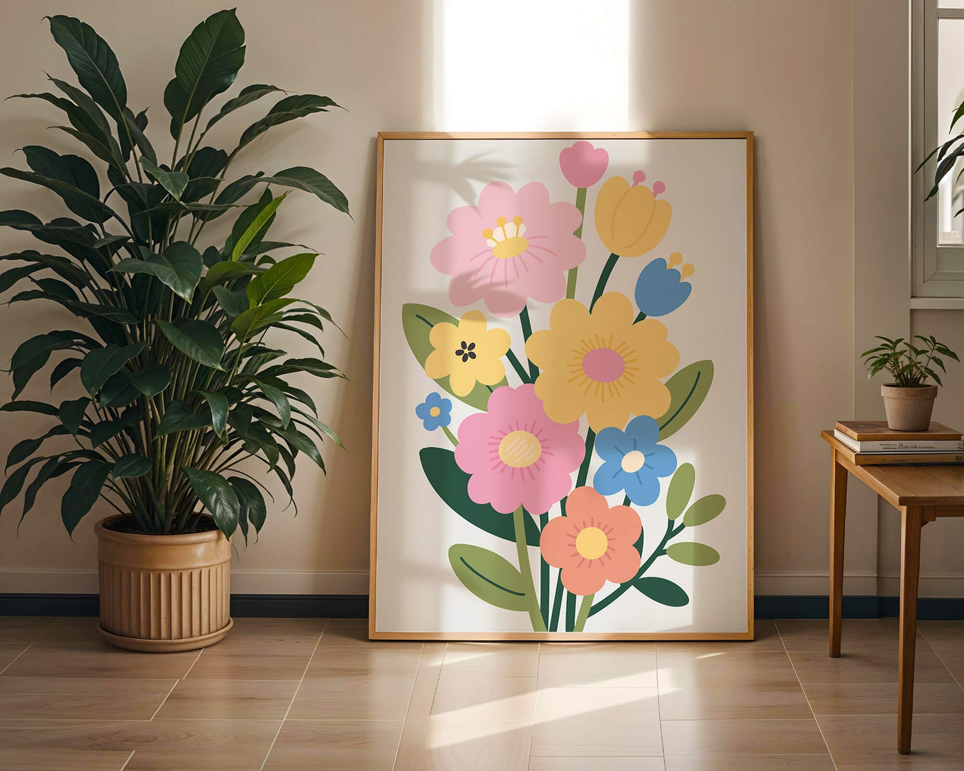 Ramo ilustrado de flores coloridas