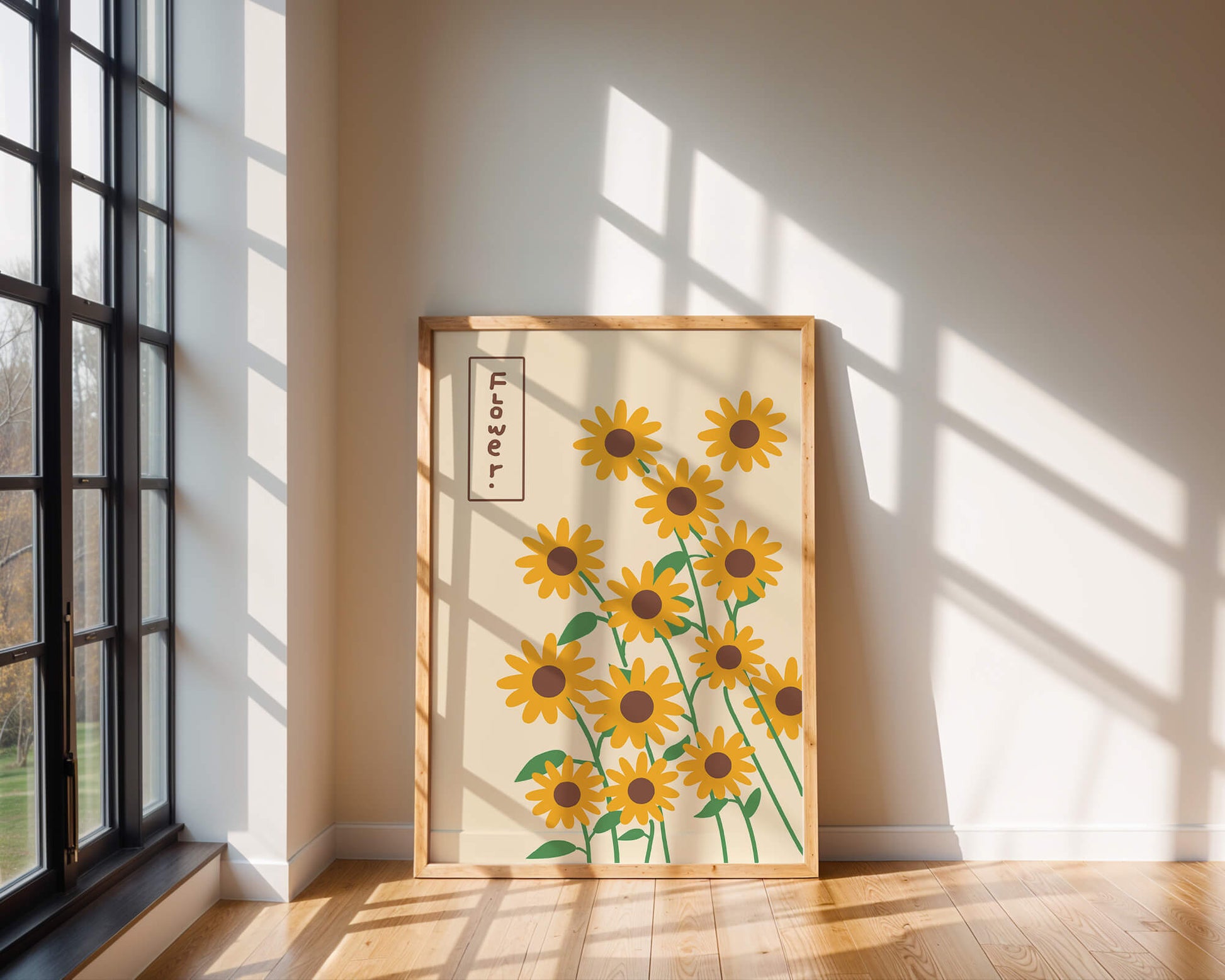 Sunflower illustration on a beige background