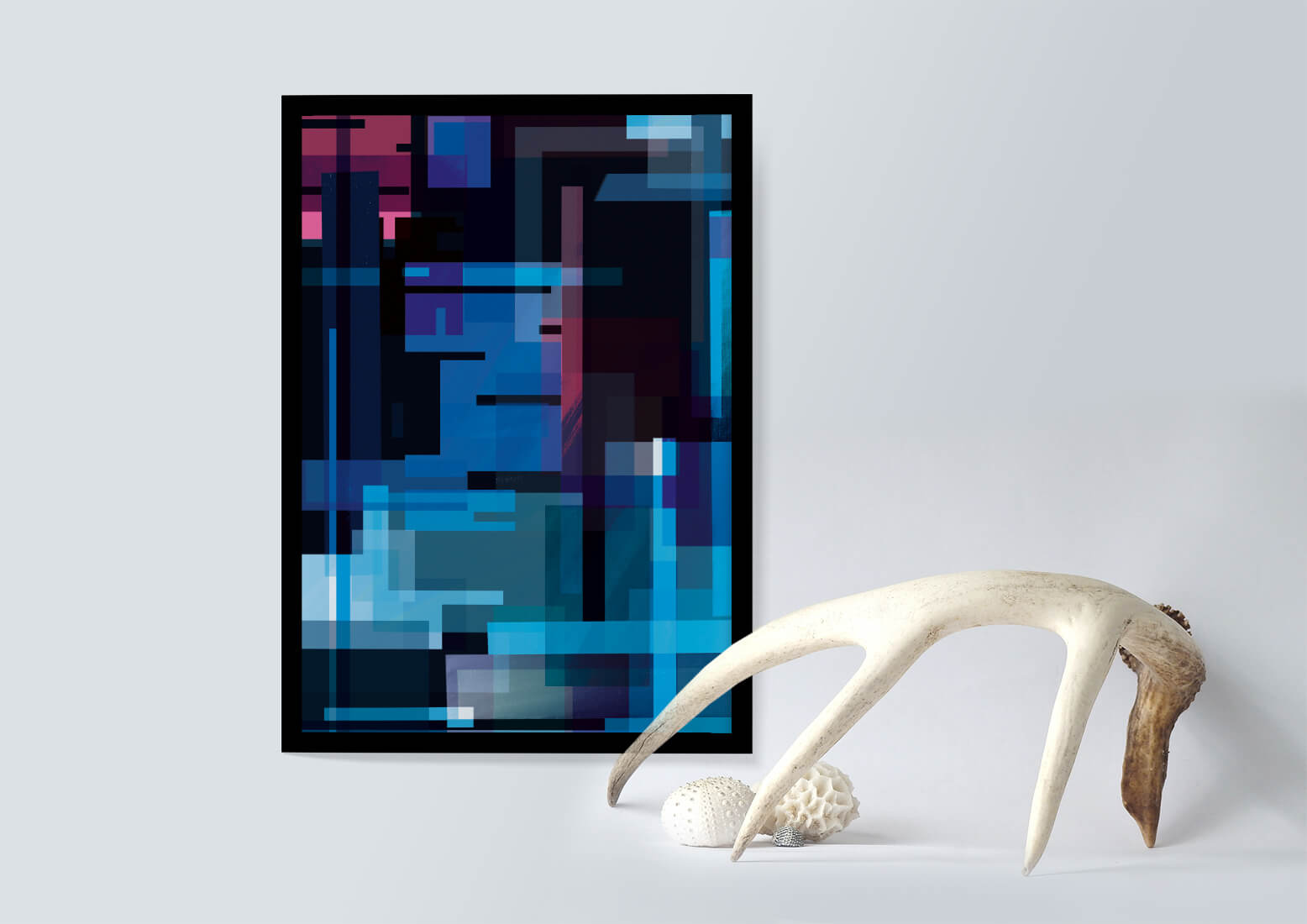 Abstract Geometric Digital Art with Blue and Purple Tones