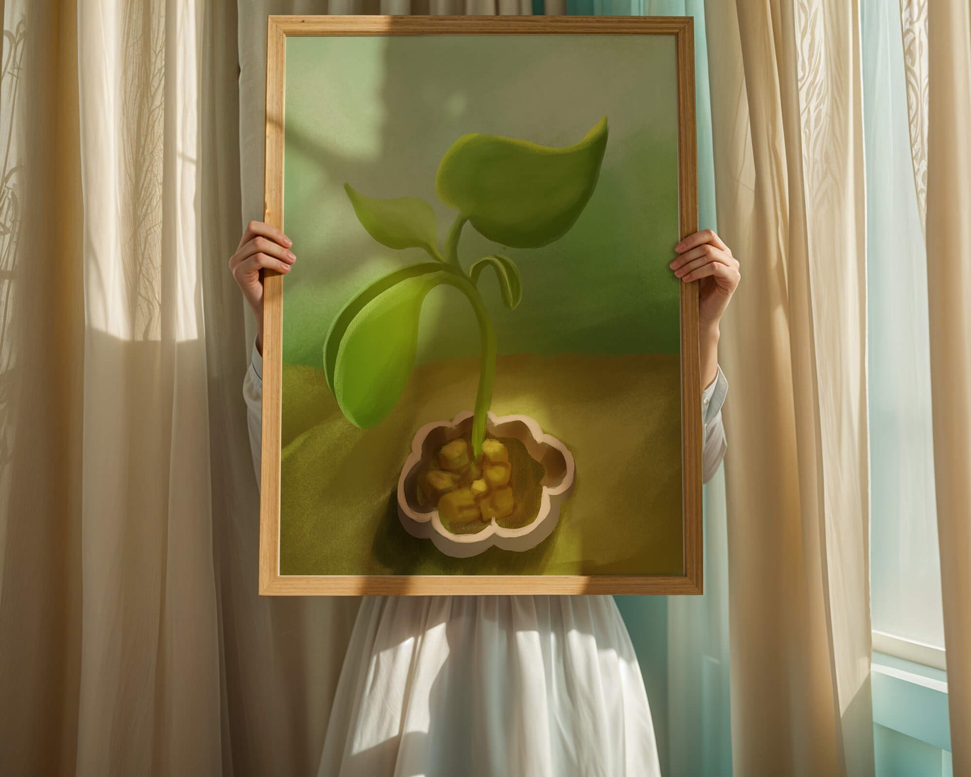 Young Green Plant Emerging from the Soil