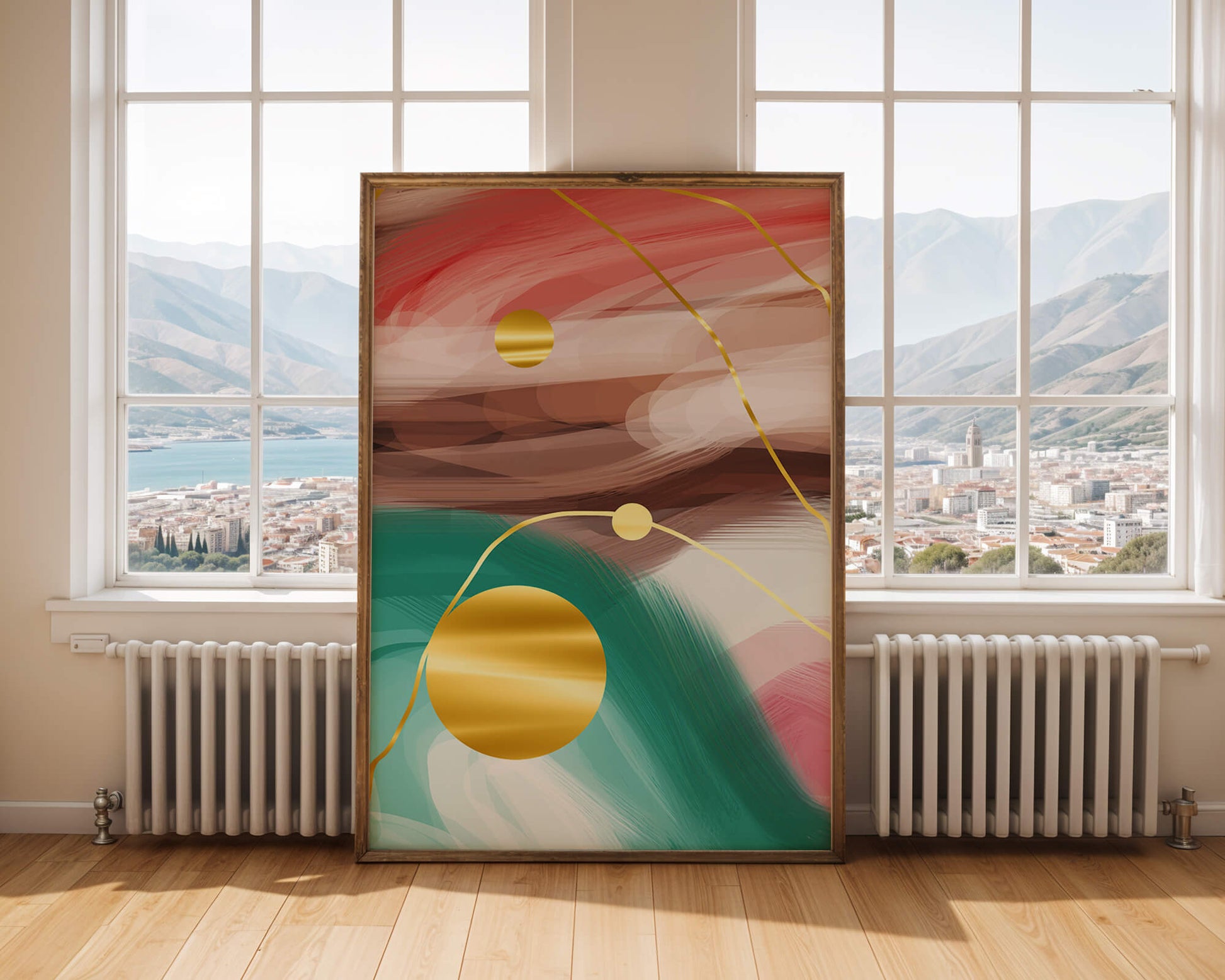 Abstract Expressionism with Gold Accents and Earthy Tones