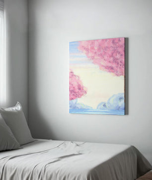 Serene Landscape with Cherry Blossom Trees and Tranquil Sky