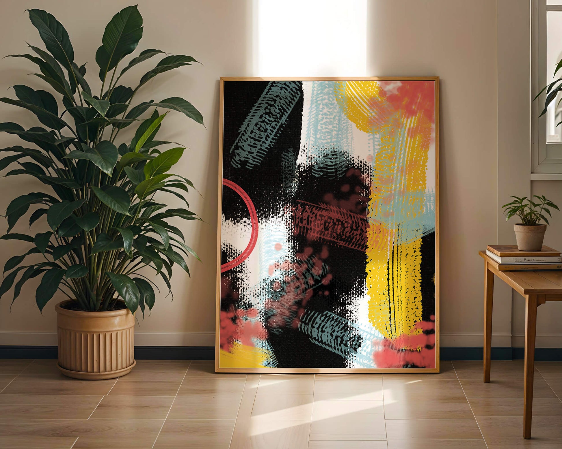 Vivid Abstract Art with Bold Colors and Expressive Brushstrokes