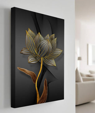 Golden Lotus Flower On Abstract Grey Background - Mi tienda