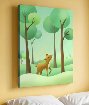 Gentle Deer and Butterfly in a Lush Forest Setting