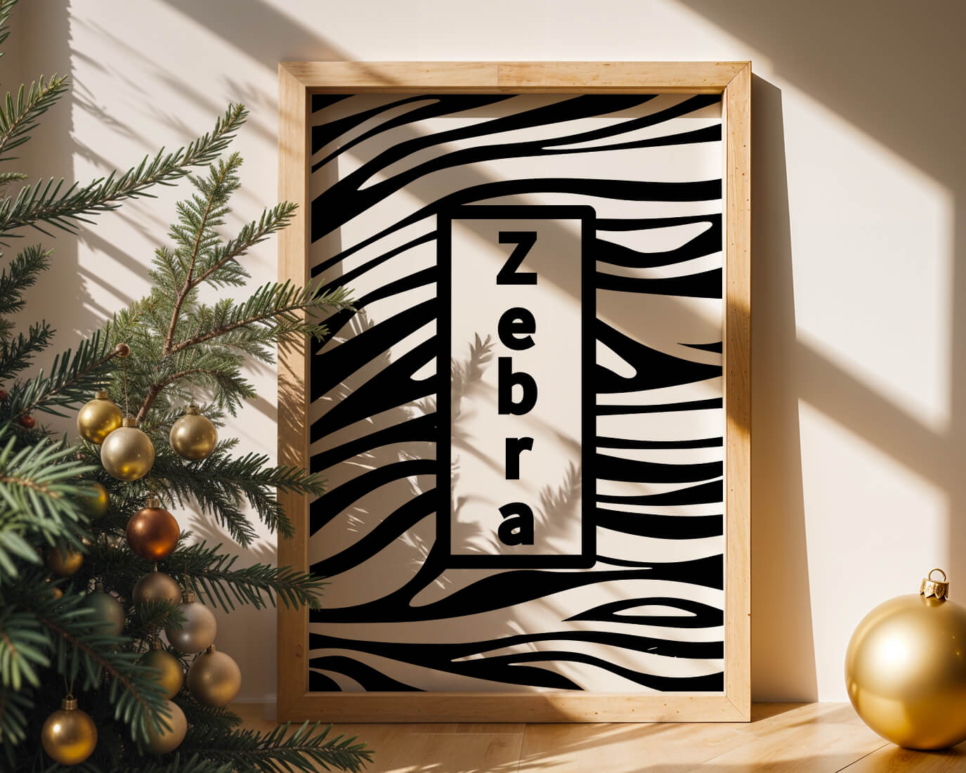Elegant zebra print design with bold text accent