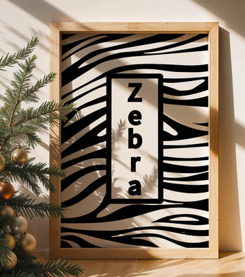 Elegant zebra print design with bold text accent