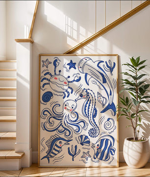 Underwater Marine Life Theme with Cartoon Sea Creatures