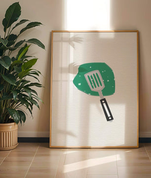 Spatula Artwork with Green Abstract Background - Mi tienda