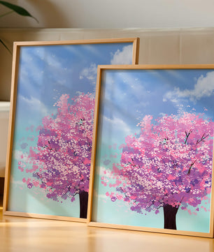 Árbol de cerezo en un entorno celestial sereno