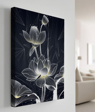 Elegant Lotus Flower Illustration with Geometric Background