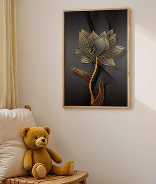 Golden Lotus Flower On Abstract Grey Background - Mi tienda