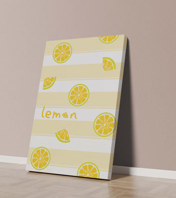 Yellow lemon slices pattern with bold stripes