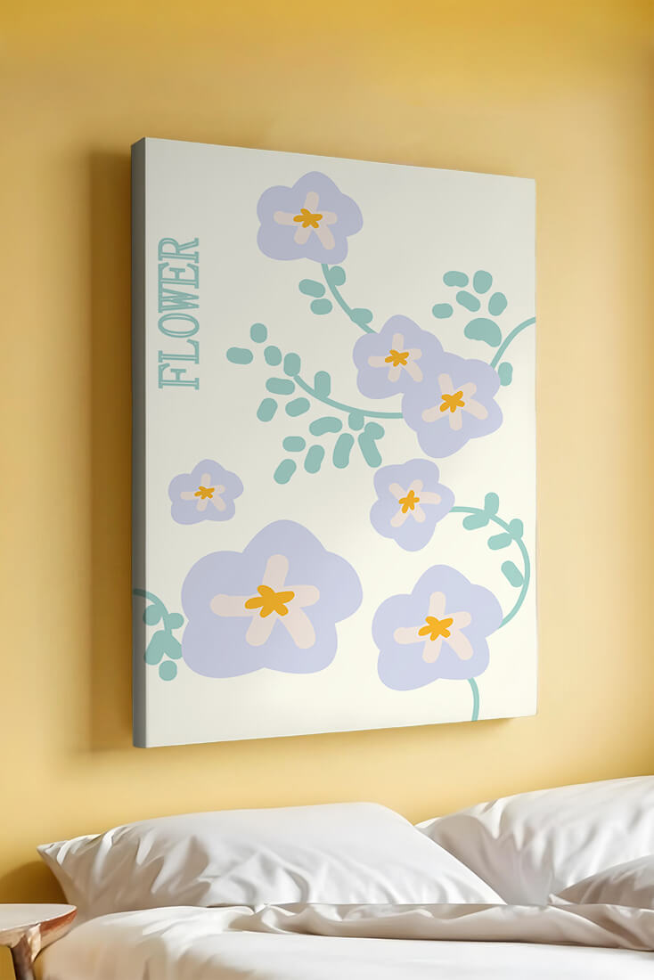 Floral design with pastel flowers and abstract leaves
