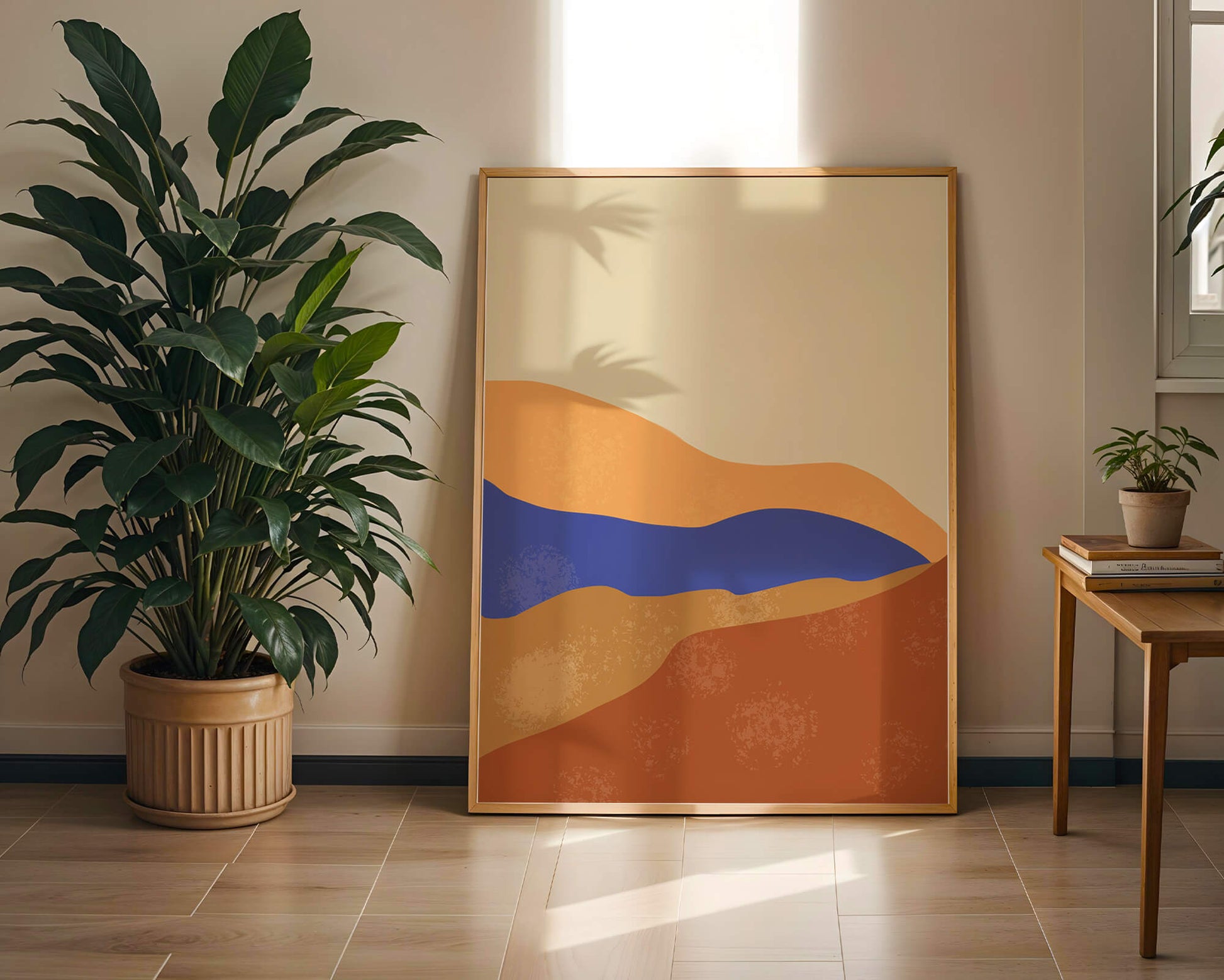 Paisaje abstracto con olas coloridas y bordes audaces