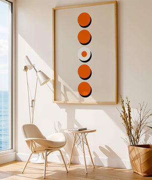 Vertical Arrangement of Orange and White Circles with Shadows on a Light Background - Mi tienda