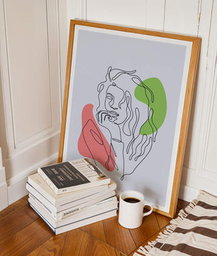 Modern Line Art Portrait With Abstract Shapes