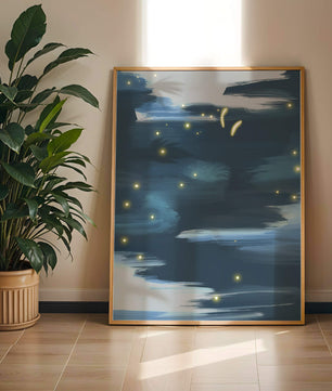 Ciel nocturne abstrait avec des éléments lumineux