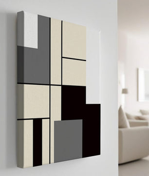 Abstraktes geometrisches Design mit gedämpften Farbtönen und kräftigen Linien